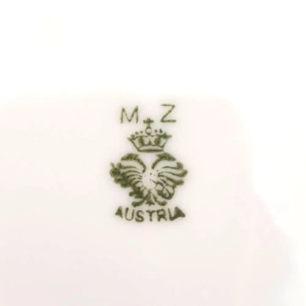 Vintage M Z Austria Painted Trinket Plate Black Berry Flowers Leaves Gold Accent